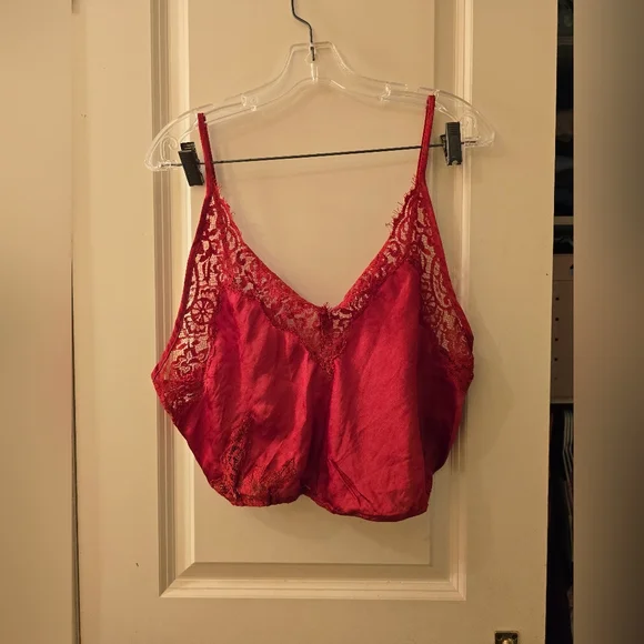 Free people intimately silk red cropped cami sz M - Picture 1 of 5